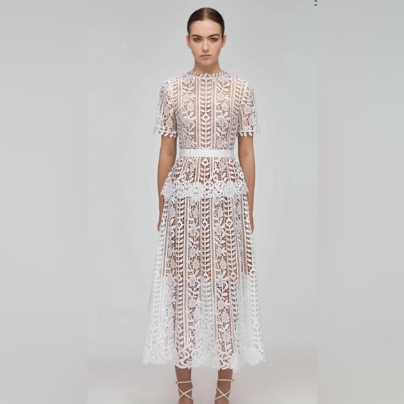 SELF PORTRAIT - Midi Dress, Women , White SELF PORTRAIT - Midi Dress, Women , White